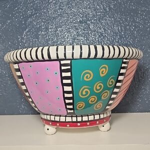 Colorful, Ceramic, Large, Bowl, Home, Art, Party, Gift, Wedding, Abstract, Bride